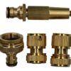 Brassfit 4pc Brass Garden Hose Pipe Fittings Quick Release Tap Hose Connectors Sprayer
