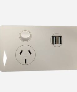 CMS DIY 240V Double Pole, Single Power Point with Dual 4A USB, White