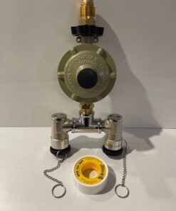 GAS BAYONET ADAPTOR TWIN WITH REGULATOR & DUST CAPS- 52-SDBA-POL