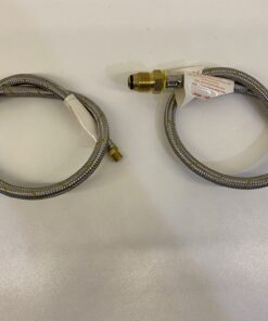 2x600mm Stainless Steel Braided Gas Hose (1/4 Inverted Flare) - Dual Gas Bottles