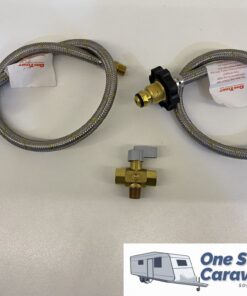 Changeover Valve Kit & 2x600mm Stainless Steel Braided Gas Hose with Handwheel (1/4 Inverted Flare)