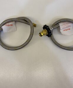 2x600mm Stainless Steel Braided Gas Hose with Handwheel (1/4 Inverted Flare) - Dual Gas Bottles