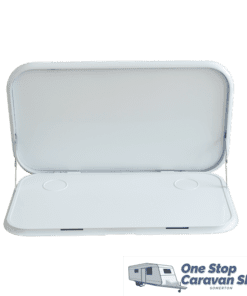 Caravan Picnic Table White with LED Lighting & Backing Plate - 800 x 445mm