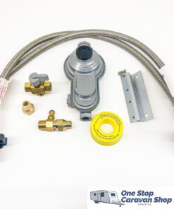 Twin Gas Regulator Kit w/ 2 x 450mm Hand Wheel Flexi Pigtails suit 3/8 & 5/16"