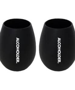 ALCOHOLDER SQUISH SILICONE STEMLESS WINE TUMBLER - BLACK