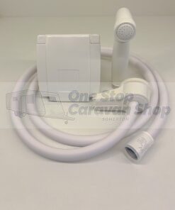COAST RV Non WaterMarked External Camper Shower Point | White with 1.5Mtr Hose-800-06005