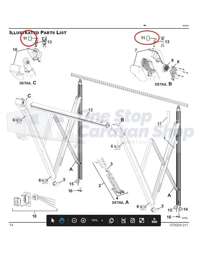 CAREFREE Altitude Parts (11.) - Black Clip Hole Cover Cap. R001962-006